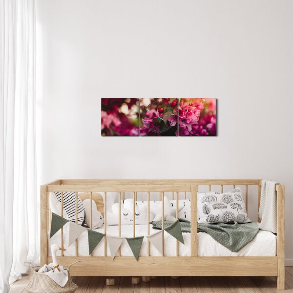 Slika cvijetova procvalog grma (sa satom) (90x30 cm)