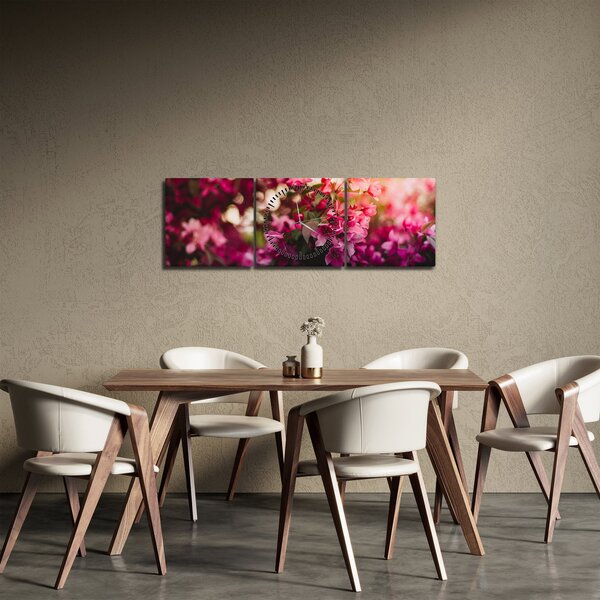 Slika cvijetova procvalog grma (sa satom) (90x30 cm)