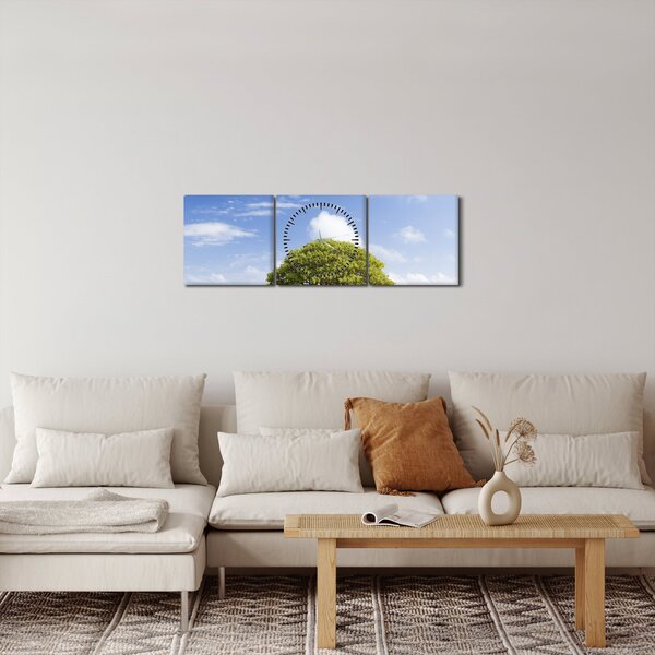 Slika plaže s drvetom (sa satom) (90x30 cm)