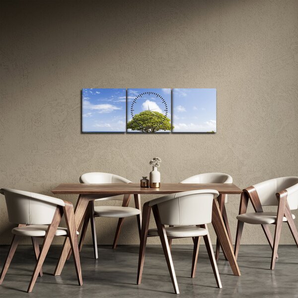 Slika plaže s drvetom (sa satom) (90x30 cm)