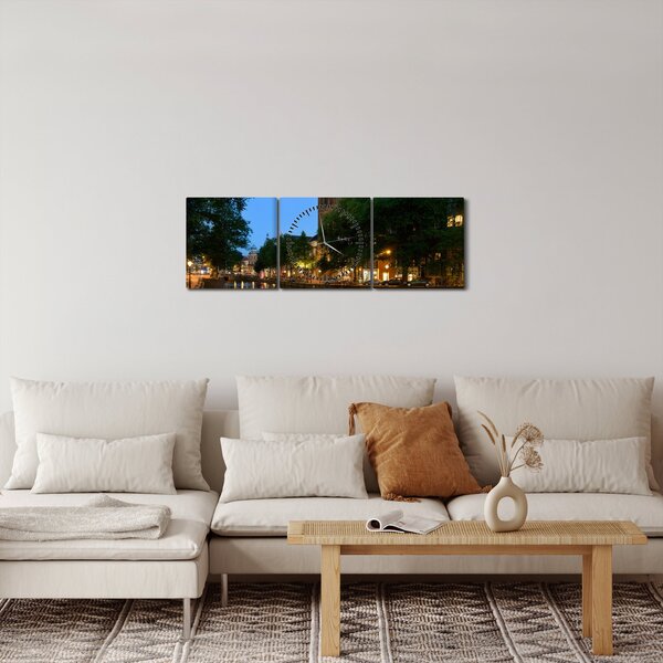 Noćna slika povijesnog grada (sa satom) (90x30 cm)