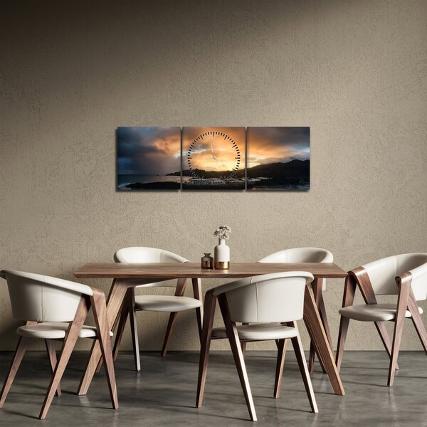 Slika - plaža s oblačnim nebom (sa satom) (90x30 cm)