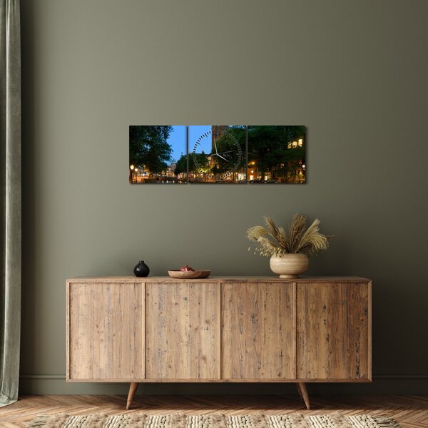 Noćna slika povijesnog grada (sa satom) (90x30 cm)