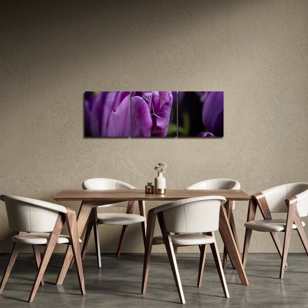 Slika cvjetova tulipana (sa satom) (90x30 cm)