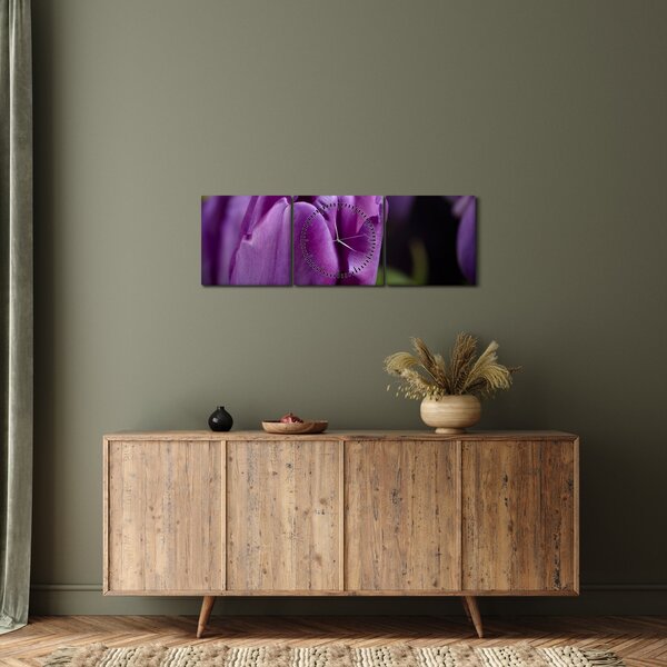 Slika cvjetova tulipana (sa satom) (90x30 cm)