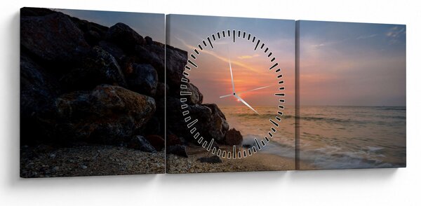 Slika zalaska sunca na plaži (sa satom) (90x30 cm)