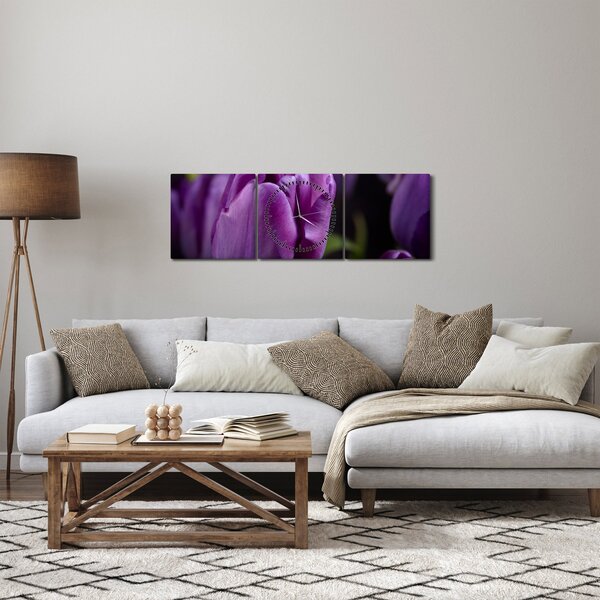 Slika cvjetova tulipana (sa satom) (90x30 cm)