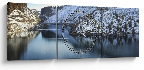 Slika - zimski krajolik s jezerom (sa satom) (90x30 cm)