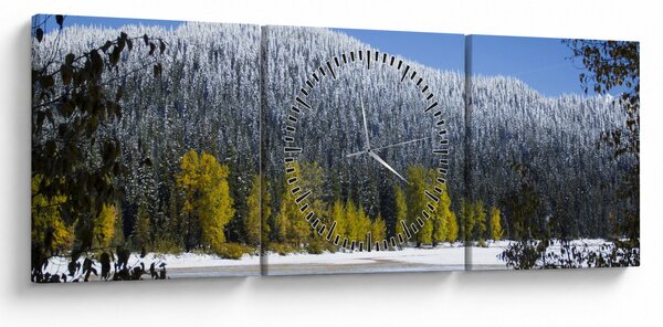Slika - snježno gorje zimi (sa satom) (90x30 cm)