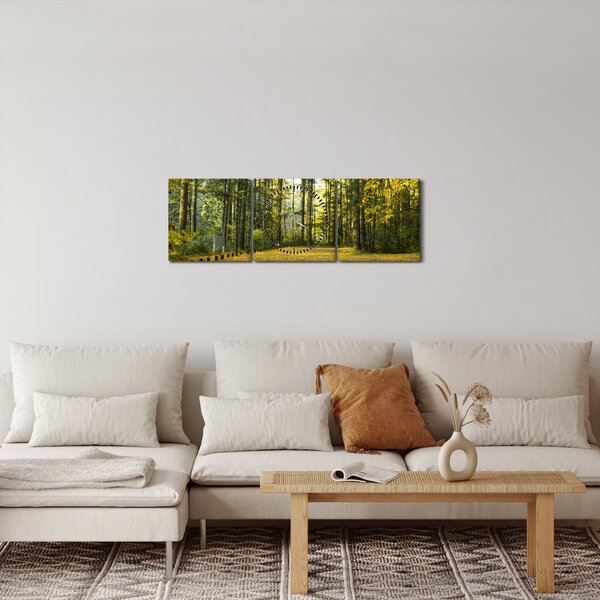 Slika - šuma u jesen (sa satom) (90x30 cm)
