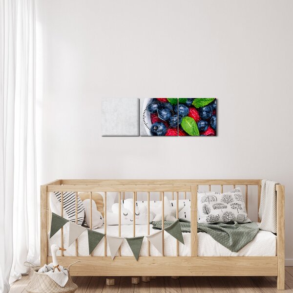 Slika - zdjela s šumskim voćem (sa satom) (90x30 cm)