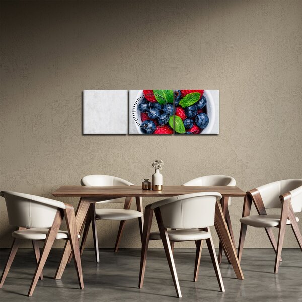 Slika - zdjela s šumskim voćem (sa satom) (90x30 cm)
