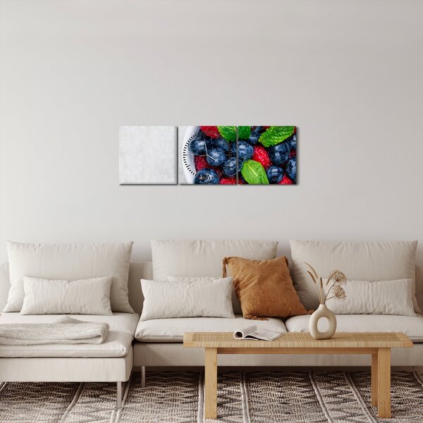 Slika - zdjela s šumskim voćem (sa satom) (90x30 cm)