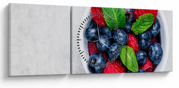 Slika - zdjela s šumskim voćem (sa satom) (90x30 cm)