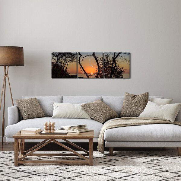 Slika zalaska sunca (sa satom) (90x30 cm)