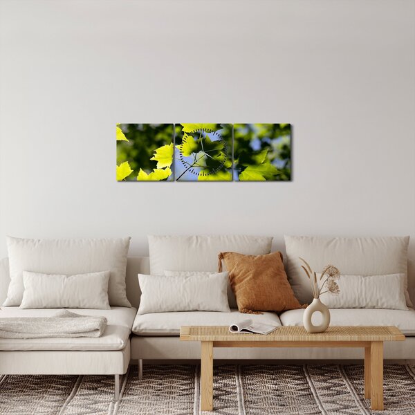 Slika - javorovo lišće (sa satom) (90x30 cm)