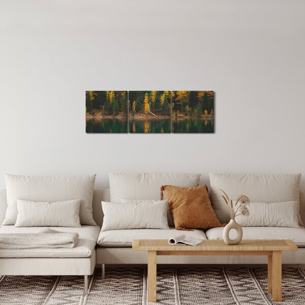 Slika šumskog jezera (sa satom) (90x30 cm)