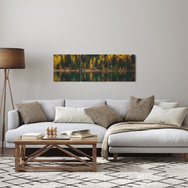Slika šumskog jezera (sa satom) (90x30 cm)