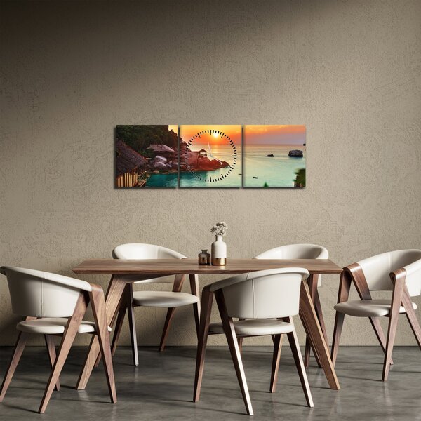 Slika prekrasne plaže (sa satom) (90x30 cm)
