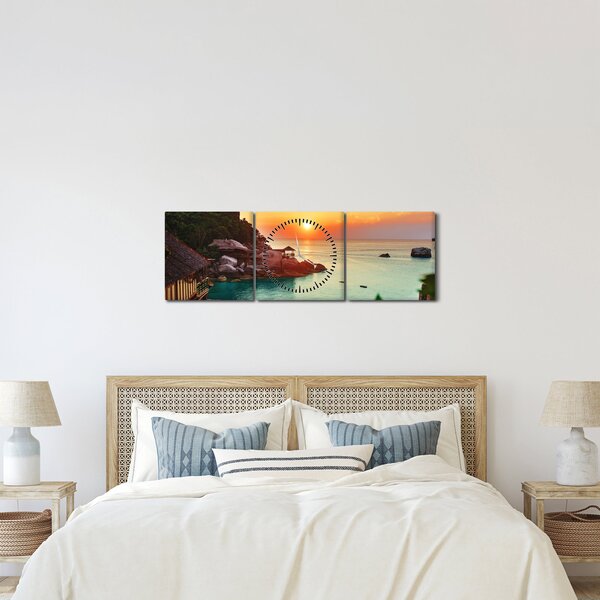 Slika prekrasne plaže (sa satom) (90x30 cm)