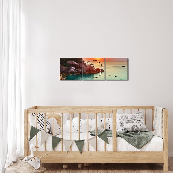 Slika prekrasne plaže (sa satom) (90x30 cm)