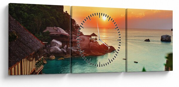 Slika prekrasne plaže (sa satom) (90x30 cm)