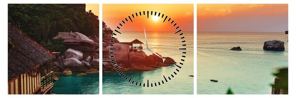 Slika prekrasne plaže (sa satom) (90x30 cm)