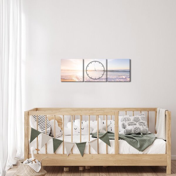 Slika pješčane plaže (sa satom) (90x30 cm)