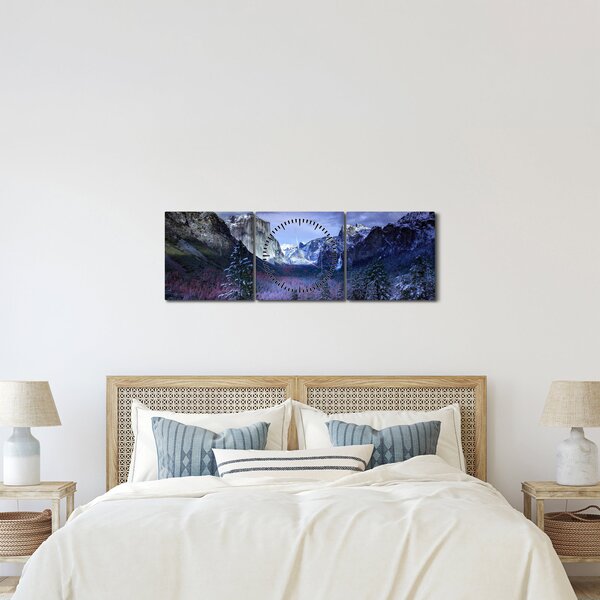 Slika zimskog planinskog krajolika (sa satom) (90x30 cm)
