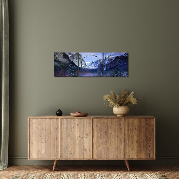 Slika zimskog planinskog krajolika (sa satom) (90x30 cm)