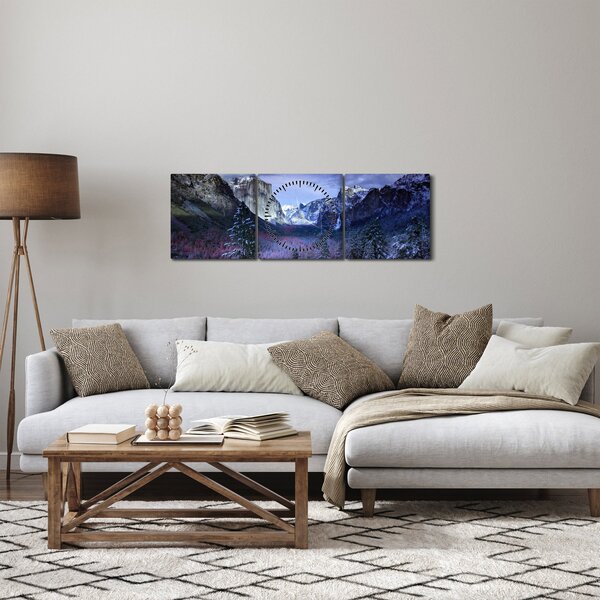 Slika zimskog planinskog krajolika (sa satom) (90x30 cm)