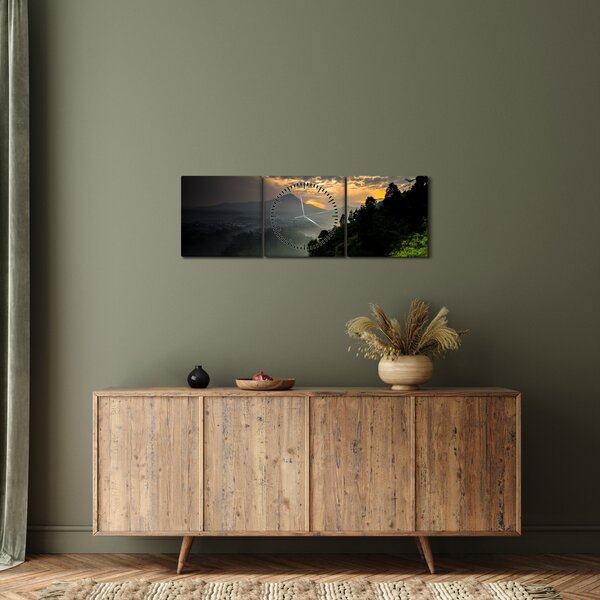 Slika - zeleni planinski krajolik (sa satom) (90x30 cm)