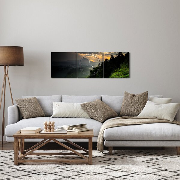 Slika - zeleni planinski krajolik (sa satom) (90x30 cm)