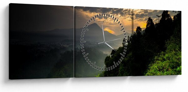 Slika - zeleni planinski krajolik (sa satom) (90x30 cm)