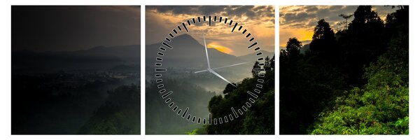 Slika - zeleni planinski krajolik (sa satom) (90x30 cm)