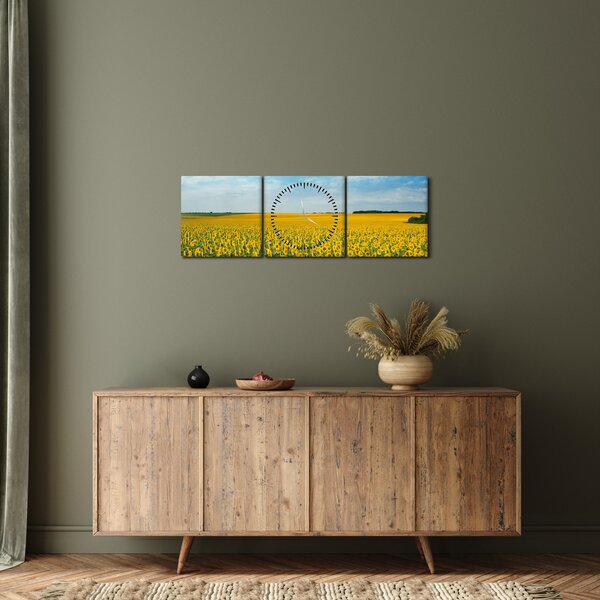 Slika - polje suncokreta (sa satom) (90x30 cm)