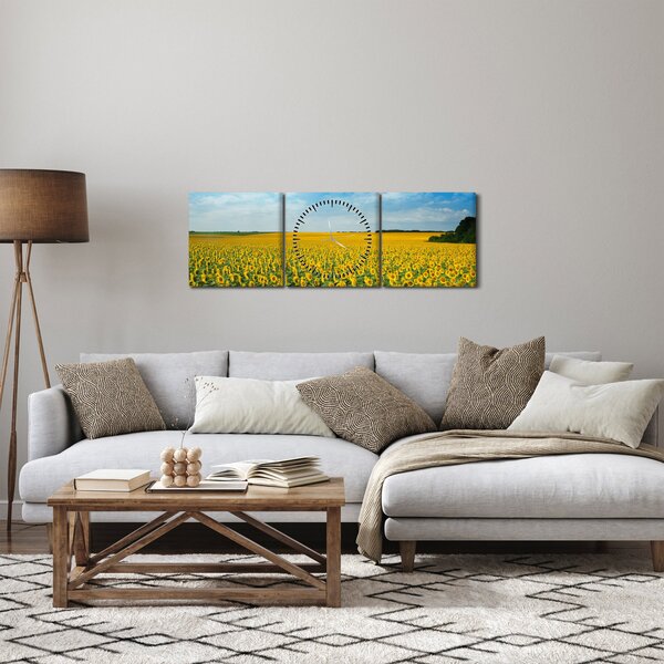 Slika - polje suncokreta (sa satom) (90x30 cm)