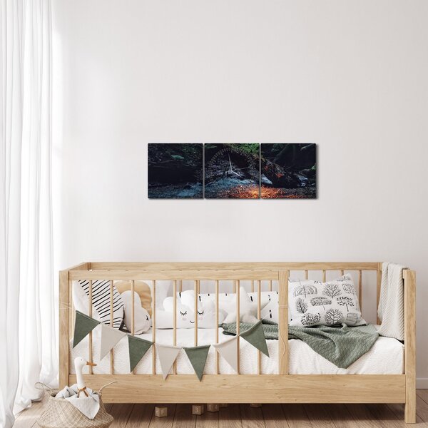 Slika planinskog potoka (sa satom) (90x30 cm)