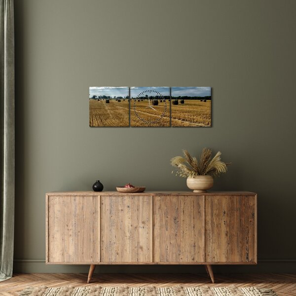Slika ubranog polja žitarica (sa satom) (90x30 cm)