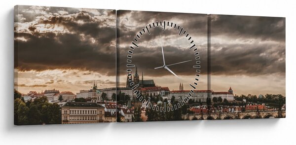Slika - oblačni Prag (sa satom) (90x30 cm)