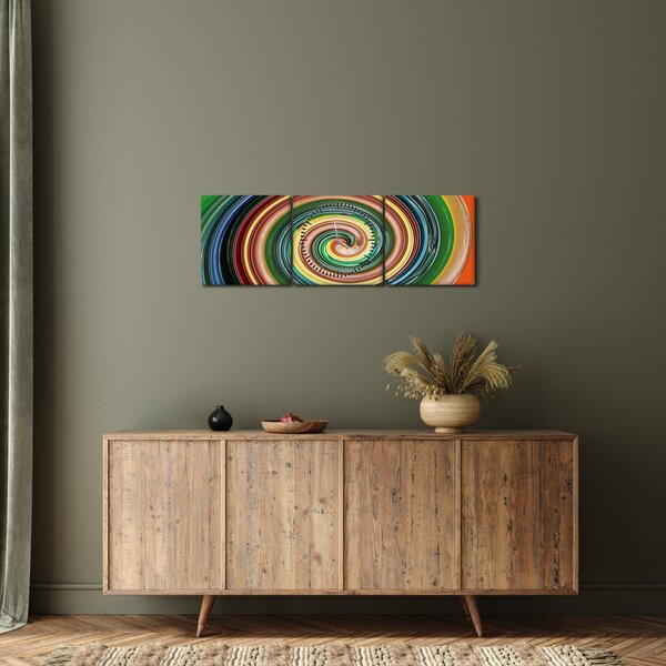 Apstraktna slika - spirala u boji (sa satom) (90x30 cm)