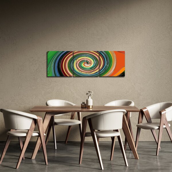 Apstraktna slika - spirala u boji (sa satom) (90x30 cm)