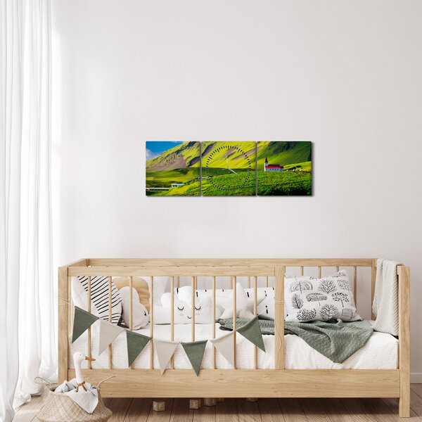 Slika planinskog krajolika (sa satom) (90x30 cm)