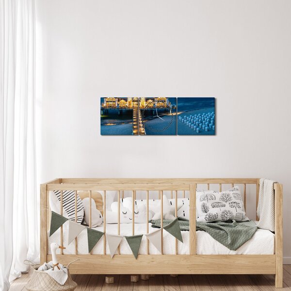 Slika - hotel na plaži (sa satom) (90x30 cm)