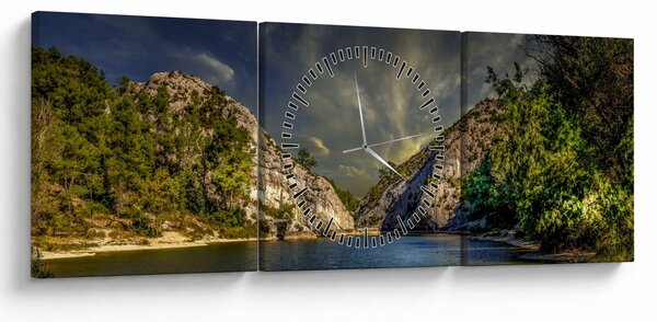 Slika krajolika s jezerom (sa satom) (90x30 cm)