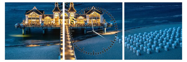 Slika - hotel na plaži (sa satom) (90x30 cm)