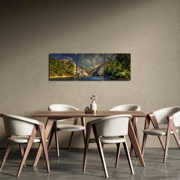 Slika krajolika s jezerom (sa satom) (90x30 cm)