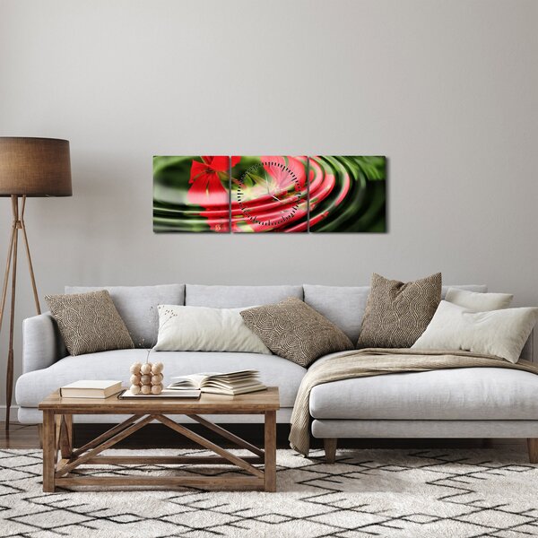 Apstraktna slika - cvijeće u valovima (sa satom) (90x30 cm)