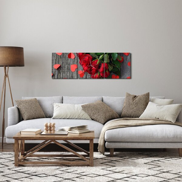 Slika - buket ruža (sa satom) (90x30 cm)