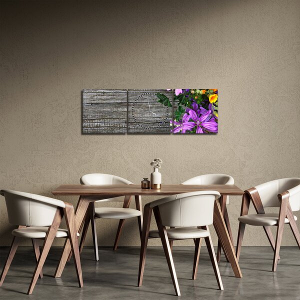 Slika - livadsko cvijeće (sa satom) (90x30 cm)